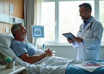 طبيب قلب يراجع صدى البطين الأيسر مع حبوب حاصرات بيتا على المكتب