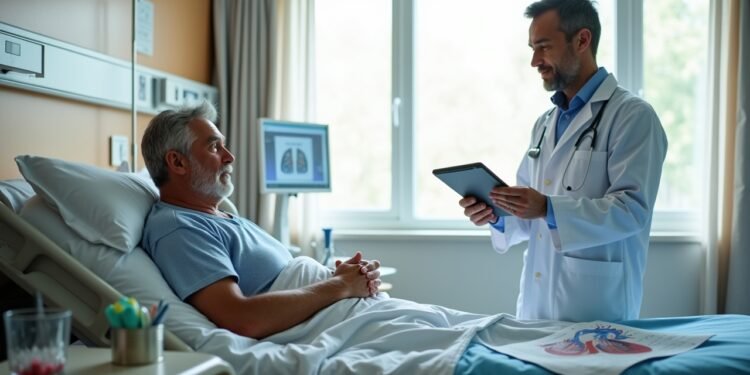 طبيب قلب يراجع صدى البطين الأيسر مع حبوب حاصرات بيتا على المكتب