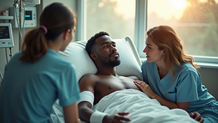 كودجوفي كوسو في وحدة العناية المركزة بعد حادث مروري في ميونخ مع ضمادة على الرأس وأجهزة مراقبة طبية