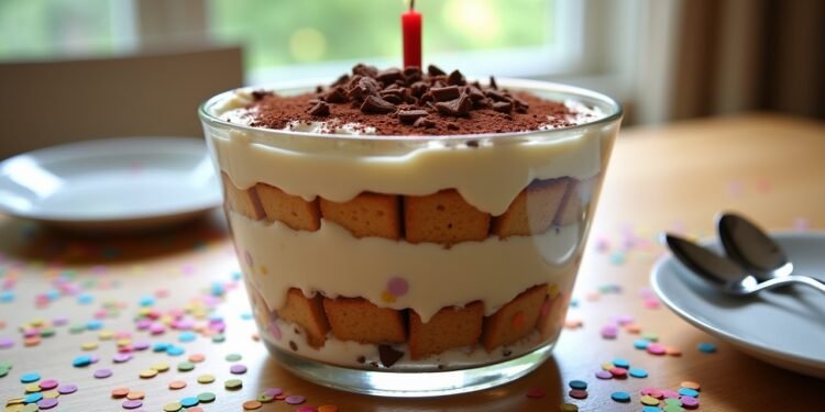 تيراميسو عيد الميلاد بدون خبز بطبقات الماسكاربون والسبكولاتيس والتوت مع رشة قرفة