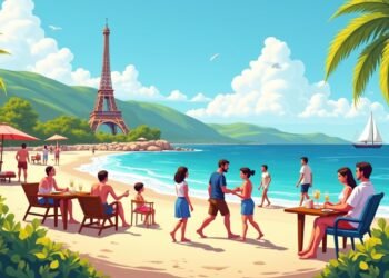 صورة بالذكاء الاصطناعي تحاكي عائلات وأزواج فرنسيين وهم يستمتعون بعطلاتهم في باريس ونيس وبوردو مع مناظر للمعالم الفرنسية المشهورة