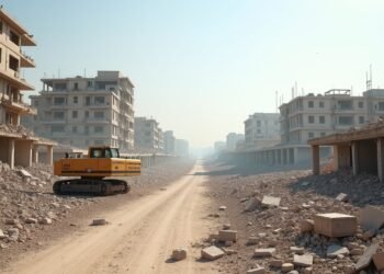 صورة بالذكاء الاصطناعي تحاكي أحياء سورية متضررة من الحرب مع أعمال إعادة إعمار جارية