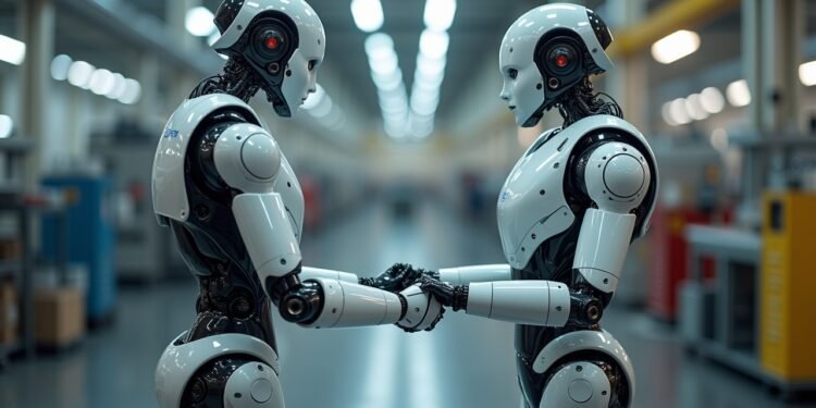 صورة للروبوتات الهيومانويد في مصنع سيارات أتمت