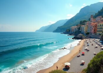 مشهد لجمال شواطئ إيطاليا، مع التركيز على ريفييرا ليغوريا وساحل الأمالفي.