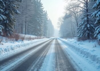 صورة لطرق جليدية في ألمانيا خلال الشتاء مع تساقط ثلوج كثيفة