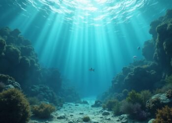 Scene depicting the unique habitat of the blanket octopus.