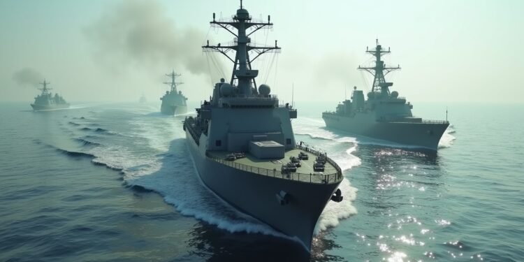 صورة واقعية لسفن حربية في الخليج الفارسي