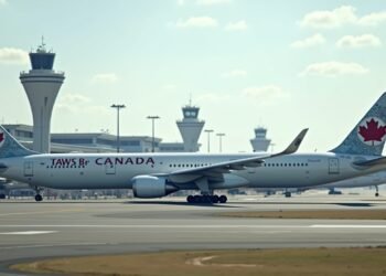 مشهد واقعي لمطار يضم طائرات من كندا والولايات المتحدة.