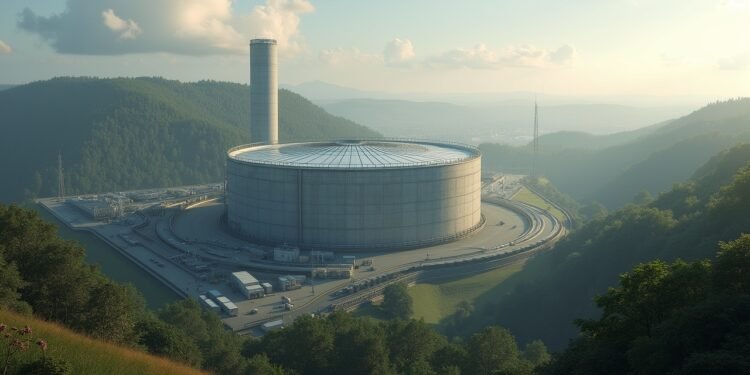 صورة واقعية لمخزن غاز في ألمانيا تظهر مستويات الغاز المنخفضة