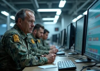 صورة عالية الجودة لمرافق تكنولوجيا الدفاع الحديثة في كيبيك, تعكس العمل على أنظمة عسكرية متقدمة.