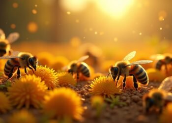 مشهد طبيعي لمزرعة نحل لإنتاج العسل