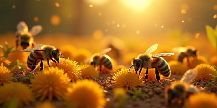 مشهد طبيعي لمزرعة نحل لإنتاج العسل