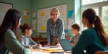 مصورين في فصل دراسي يتدربون على التدريس