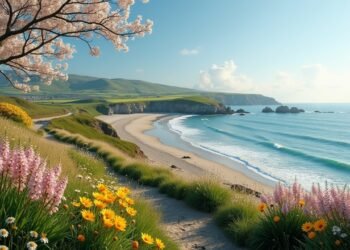 منظر طبيعي خلاب يجسد جمال إيرلندا وألبانيا في فصل الربيع