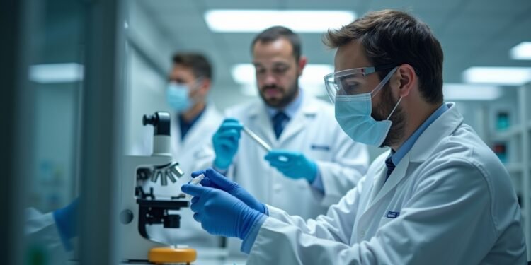 صورة واقعية لبحث حول عقار منع الحمل للرجال في مختبر