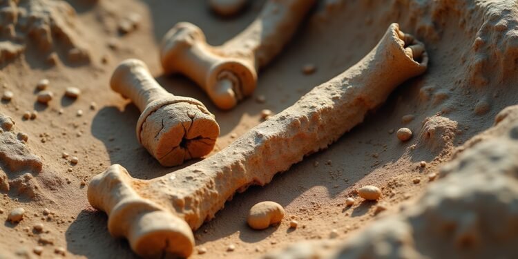 صورة لموقع اكتشاف قيء ديناصور متحجر في ألمانيا مع بقايا عظام محفوظة.