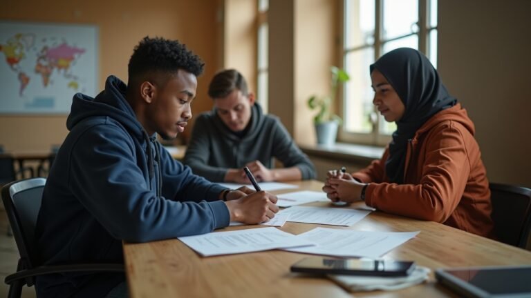 Young migrants in Berlin attending a vocational training session