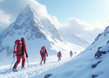 مشهد من عمليات الإنقاذ الجبلي بعد انهيار ثلجي في جبال النمسا.