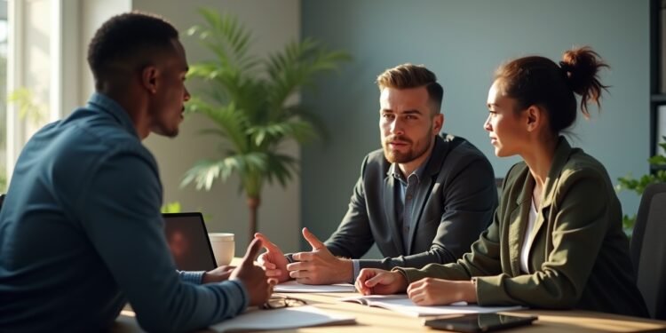 مهاجرون شباب يتحدثون مع مدربين حول فرص التدريب المهني