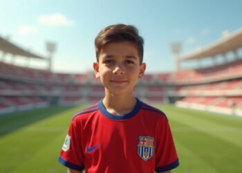 لاعب كرة قدم شاب في مدينة عراقية، أمام ملعب كرة قدم