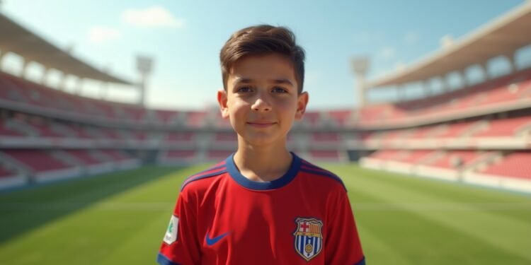 لاعب كرة قدم شاب في مدينة عراقية، أمام ملعب كرة قدم