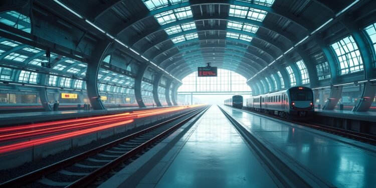 صورة لمركز نقل حديث يظهر استخدام التكنولوجيا المتقدمة في النقل