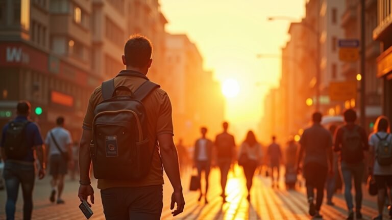 A realistic scene depicting people coping with high temperatures during a heatwave in a city.