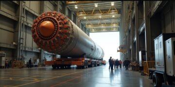صورة واقعية لصاروخ أرتيمس الثاني في مركز كينيدي لتجميع المركبات