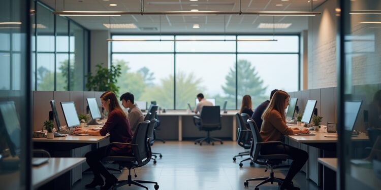 مكتب دائرة الإيرادات في ماساتشوستس حيث يقوم مواطنون بالوصول إلى خدمات الضرائب الإلكترونية