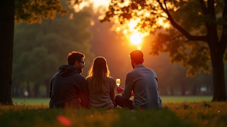 شبان وشابات في نزهة رومانسية في مانشستر، يتمتعون بأجواء جميلة في إحدى الحدائق