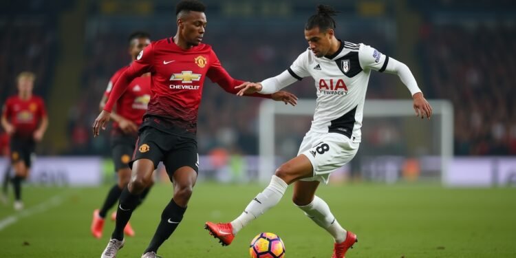 مشهد من مباراة مانشستر يونايتد وفولهام أثناء أحداث مثيرة