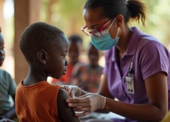 Children receiving the RTS,S/AS01 malaria vaccine in Africa
