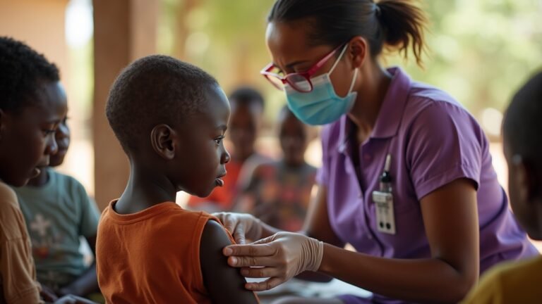 Children receiving the RTS,S/AS01 malaria vaccine in Africa