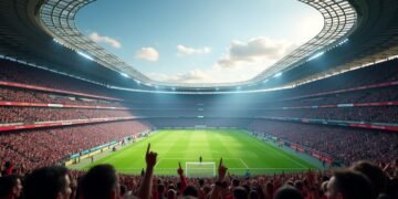 Stadium filled with fans during FIFA World Cup excitement