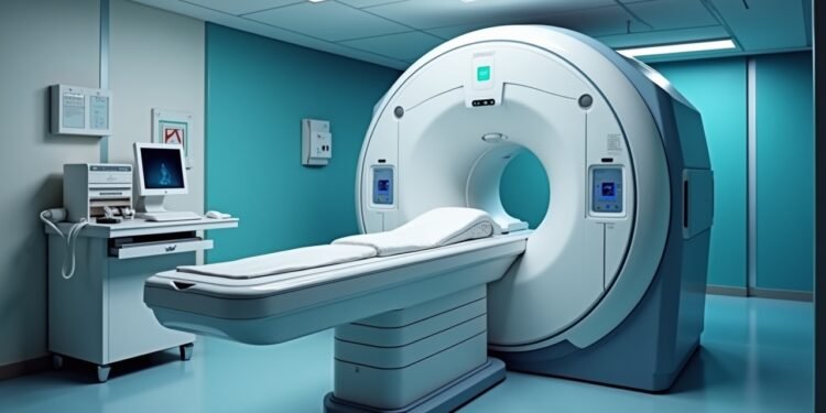 صورة لآلة تصوير بالرنين المغناطيسي في منشأة طبية