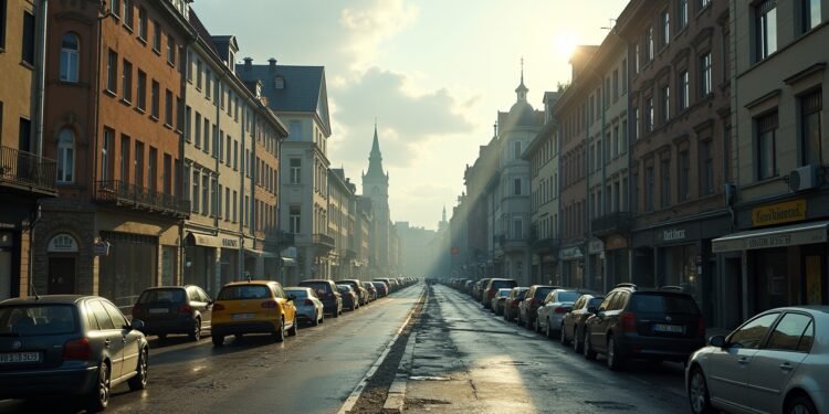 إظهار للنشاط الاقتصادي في مدينة ألمانية مع علامات على التوترات الاقتصادية
