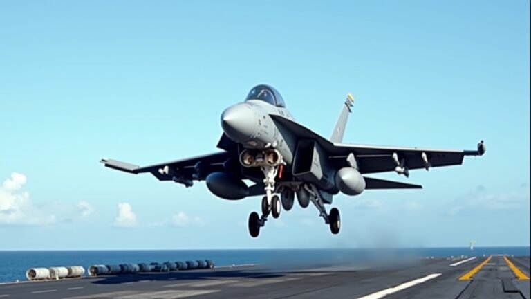 طائرة إف-إيه-18 هورنت أثناء إقلاعها من حاملة طائرات
