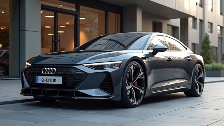 صورة دقيقة لسيارة أودي إس6 إي-ترون 2027 الكهربائية في بيئة حضرية حديثة