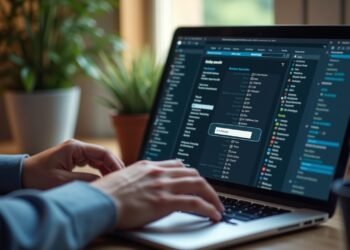 شخص يستخدم مدير كلمات مرور على جهاز لابتوب في بيئة مكتبية.