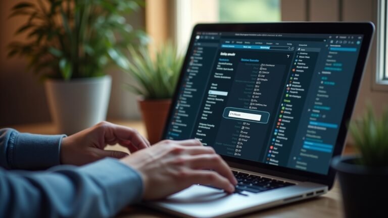 شخص يستخدم مدير كلمات مرور على جهاز لابتوب في بيئة مكتبية.