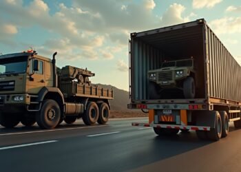 صورة لجهاز عسكري يتم تحميله للنقل