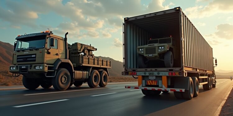 صورة لجهاز عسكري يتم تحميله للنقل