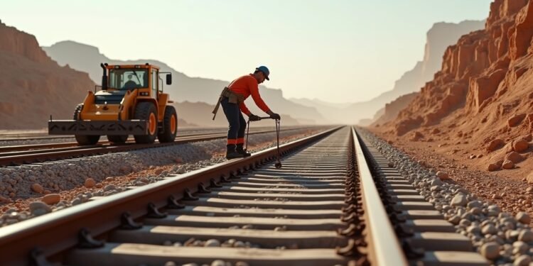 صورة توضح موقع إنشاء سكة حديد حديثة في الصحراء الجزائرية.