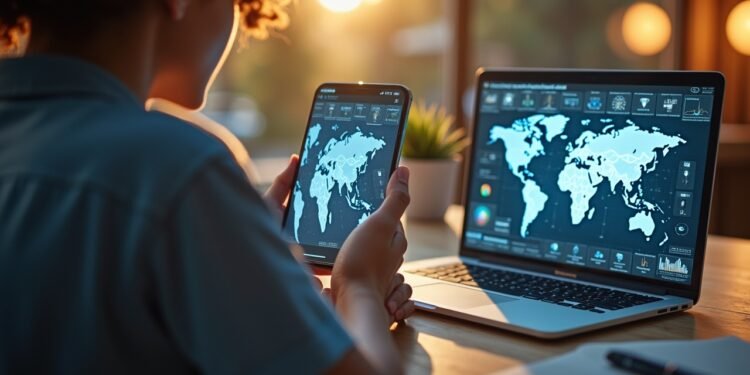 مشهد يوضح التطور التكنولوجي في الجزائر مع التركيز على الذكاء الاصطناعي.