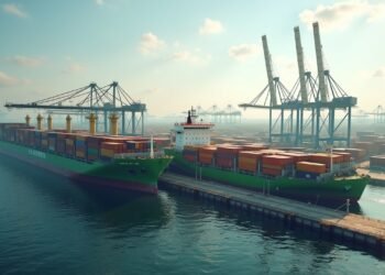 صورة لمركز لوجستي في ميناء روستوك يوضح استيراد الهيدروجين الأخضر