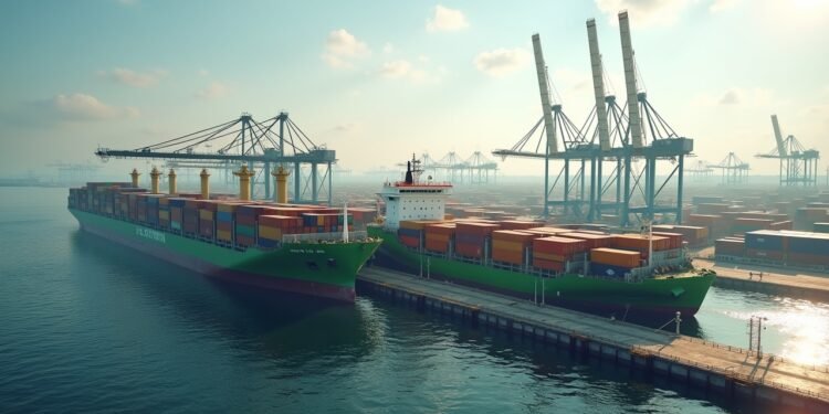 صورة لمركز لوجستي في ميناء روستوك يوضح استيراد الهيدروجين الأخضر