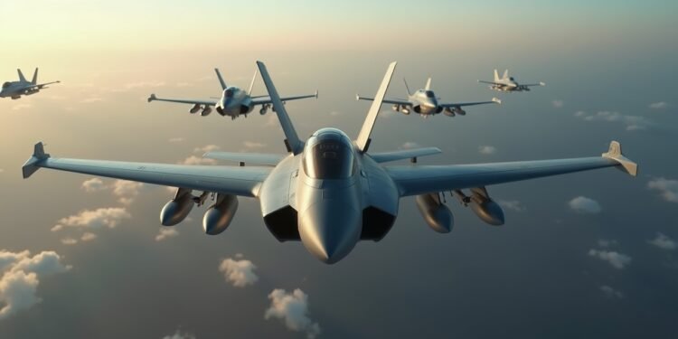 طائرات حربية تؤدي عمليات جوية فوق موقع استراتيجي