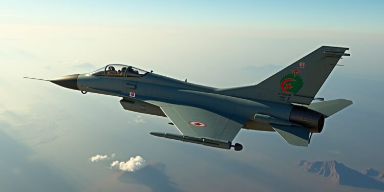 صورة لطائرة عسكرية في السماء تحمل ألوان القوات الجوية الجزائرية