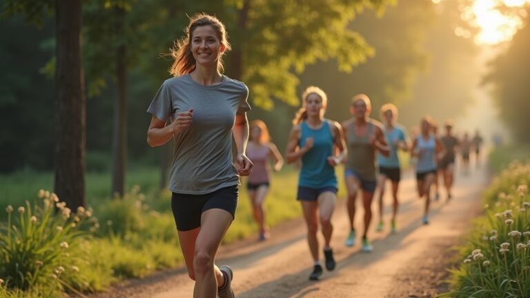 مجموعة من الأشخاص يمارسون التمارين الرياضية في حديقة