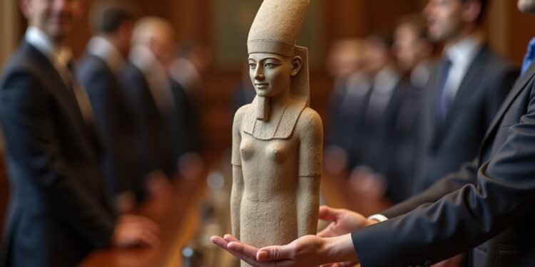 استعادة تمثال مصري قديم في سفارة مصر لاهاي
